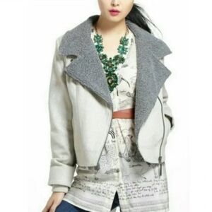 Anthropologie Cartonnier Sherpa Wool Bend Moto Jacket